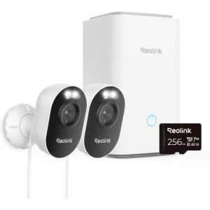 imageReolink Outdoor Security Camera System 2K Plugin Cameras 5G24GHz Dualband WiFi 256GB microSD Card Included Max512GB2 Storage Smart Detection 247 Offline Recording Home Hub with 2x Lumus