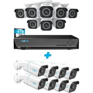 imageReolink PoE Commercial Security Camera System Business Bundle 16 Channel 16 Camera 8MP Smart PersonVehicle Detection a 16CH NVR PreInstalled with 4TB HDDInclude 8 x 18M Cat5 Cable