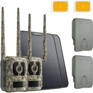 imageTrue 4K 4G LTE Cellular Hunting Camera OutdoorBattery Pack6W Solar Panel 2Pack 02s Trigger Speed Game or Trail Camera with GPS NonGlow IR SIM Card Motion Capture Talon Pro Solar Kit