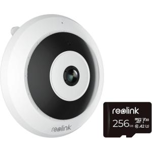 imageREOLINK Indoor Fisheye Camera FEW Bundle with 1 pcs 256GB SD Card 2K 6MP 360 Panorama 245GHz WiFi Security Camera Person Motion Detection 2Way Audio Multiple Panoramic Display Views
