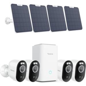 imageREOLINK Security Cameras Outdoor Wireless WiFi 4XArgus 3 ProSolar Panel with Home Hub 5MP Color Night Vision 24G5Ghz WiFi NonStop Solar Powered HumanVehicle Detection