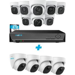 imageREOLINK 4K 8MP PoE Security Camera System 12pcs PersonVehicle Detection Smart IP Cameras 16CH NVR PreInstalled with 4TB HDD RLK16800D8 Bundle with 4X RLC820A