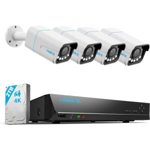 imageREOLINK 8CH 4K Home Security Camera System 4pcs 5X Optical Zoom Wired PoE Security Cameras Outdoor Spotlights for Color Night Vision 8CH NVR 2TB HDD Smart AI Detection 2Way Talk RLK8811B4