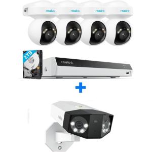 imageReolink 4K Security Camera System with PT AutoTracking 355Pan 50Tilt Home Wired Outdoor PoE Cameras Smart AI Detection Spotlights 8CH NVR 2TB HDD RLK8800PT4 Bundle with Duo 3 PoE