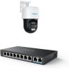 imageREOLINK 4K PTZ Security Cameras System IP Outdoor Cameras Trackmix PoE with 6X Hybrid Zoom Auto Tracking HumanVehiclePet Detection Bundle 1x PoE Switch
