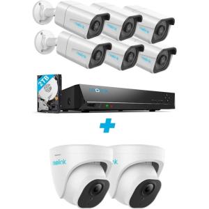imageREOLINK 4K 8MP PoE Security Camera System 8pcs PersonVehicle Detection IP Cameras 8CH NVR PreInstalled with 2TB HDD RLK8800B6 Bundle with 2X RLC820A