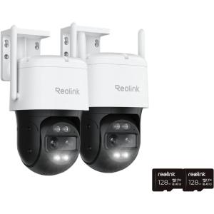 imageREOLINK 4K DualLens Outdoor PTZ AutoTracking Camera 2 Pack Bundle with 128GB microSD Card 2 pcs 6X Hybrid Zoom with Spotlight 24G5GHz WiFi