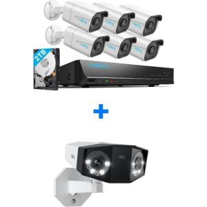 imageREOLINK 4K PoE Security Camera System 6pcs PersonVehicle Detection IP Cameras 8CH NVR with 2TB HDD Bundle with Outdoor Color Night Vision DualLens IP Camera Duo 2 PoE