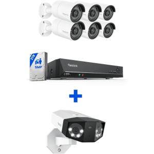 imageREOLINK 5MP PoE Security Camera System Bundle 6pcs 5MP IP Cameras 1pcs 16MP DualLens Duo 3 PoE a 8CH NVR PreInstalled with 2TB HDDInclude 6 x 18M Cat5 Cable