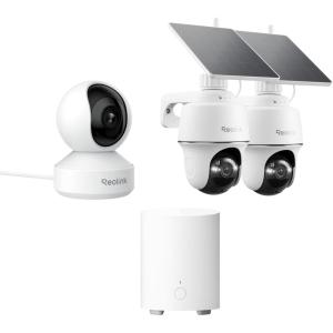 imageREOLINK 5MP Solar Security Cameras Wireless Outdoor System Argus PTHome Hub Mini Bundle with E1 Zoom 360 Pan Tilt AutoTracking Color Night Vision 245 GHz WiFi No Subscriptions