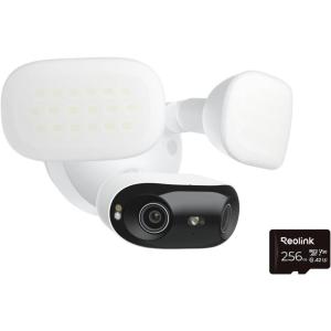 imageREOLINK Elite Floodlight WiFi with 256GB microSD Card Bundle 4K DualLens Floodlight Camera Adjustable 3000 Lumens Spotlights