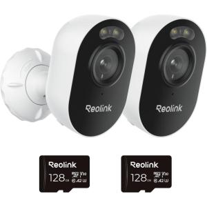 imageREOLINK Lumus Bundle with 128GB microSD Card 2pcs Camera with 2pcs microSD Card 2K 4MP Plugin Color Night Vision with Bulitin Spotlights 245GHz WiFi