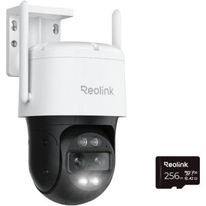 imageREOLINK Outdoor PTZ Camera with 256GB microSD Card Bundle 4K 8MP 24G5GHz WiFi Color Night Vision Auto Tracking 6X Hybrid Zoom TrackMix WiFi