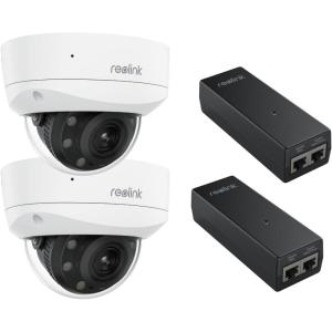 imageREOLINK PoE IP Security Camera RLC843Ax2 Bundle with Injector x2 One Cable Offer Both Power and Data 5X Optical Zoom for Outdoor Usage 8MP HD Security PoE Camera System