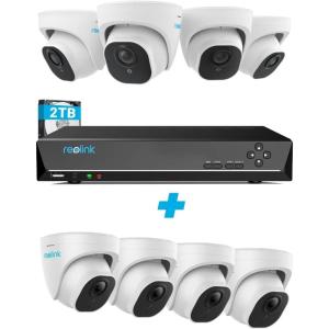 imageReolink 4K PoE Security Camera System Bundle 8pcs 8MP PersonVehicle Detection Smart PoE IP Cameras a 8CH NVR PreInstalled with 2TB HDDInclude 4 x 18M Cat5 Cable