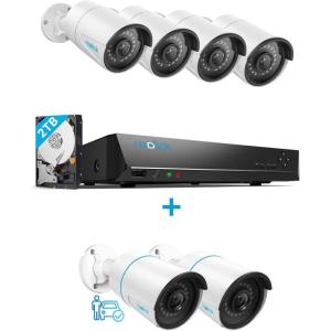 imageReolink 5MP PoE Security Camera System Bundle 6pcs 5MP Smart HumanVehicle Detection PoE Cameras a 8CH NVR PreInstalled with 2TB HDDInclude 4 x 18M Cat5 Cable