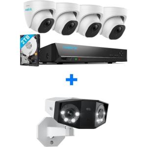 imageReolink PoE Security Camera System Bundle 4pcs 5MP Dome IP Cameras with Smart AI Detection 8CH NVR with PreInstalled 2TB HDD RLK8520D45MP Bundle with 4K Camera Duo 2 PoE