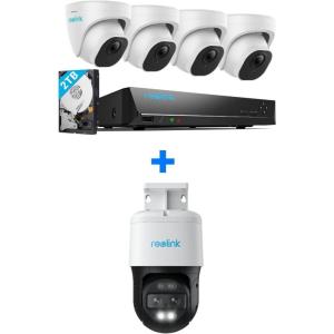 imageReolink PoE Security Camera System Bundle 4pcs 5MP Dome IP Cameras with Smart AI Detection 8CH NVR with PreInstalled 2TB HDD RLK8520D45MP Bundle with 4K 8MP DualLens Camera Trackmix PoE