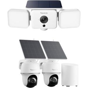 imageREOLINK 3Cam Wireless Security System Solar Floodlight Cam  2x Argus PT with Home Hub Mini Outdoor 360 AutoTracking Up to 1000lm Light amp Siren Alarm DualBand WiFi 6 Color Night Vision No M