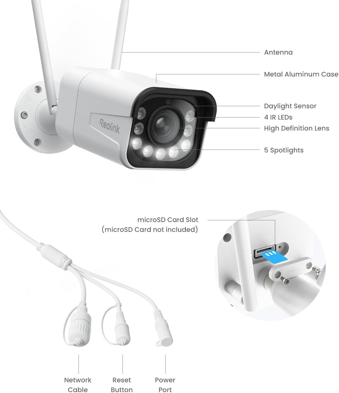 imageREOLINK 4K 8MP Outdoor Security Camera with 5X Optical Zoom WiFi 6 Tech Smooth Remote Viewing with H265 Recording Color Night Vision HumanVehicleAnimal Detection RLC811WARLC811WA