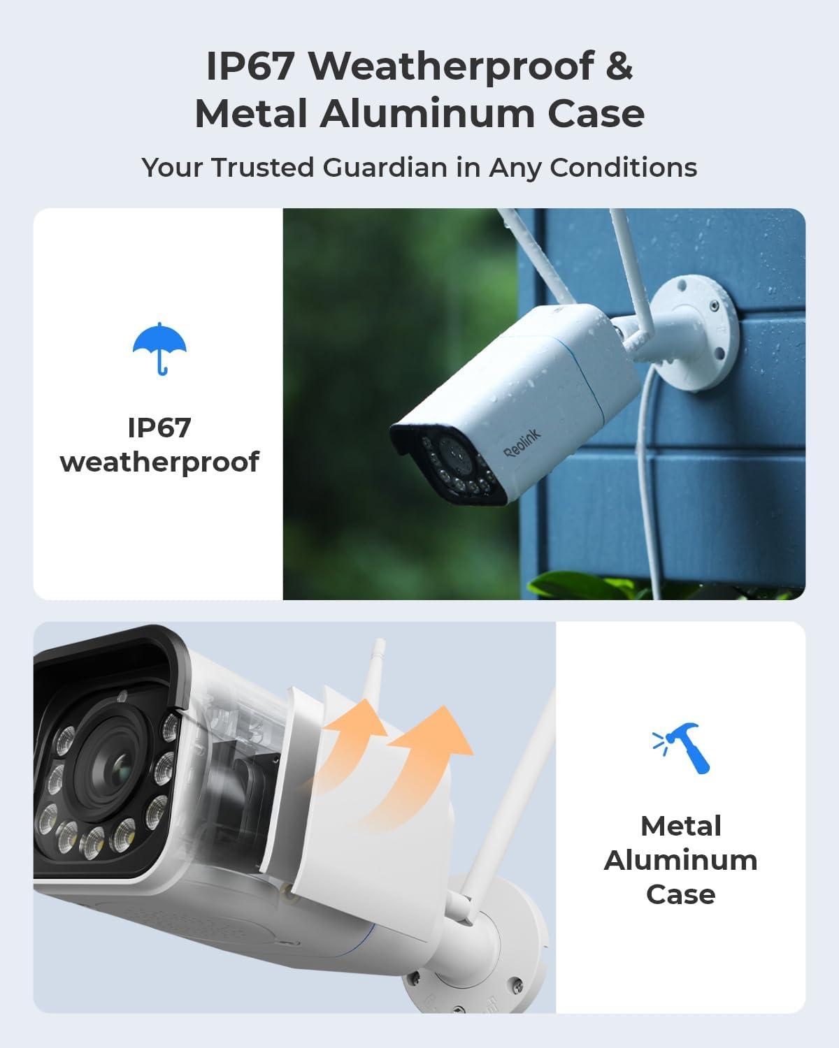 imageREOLINK 4K 8MP Outdoor Security Camera with 5X Optical Zoom WiFi 6 Tech Smooth Remote Viewing with H265 Recording Color Night Vision HumanVehicleAnimal Detection RLC811WARLC811WA