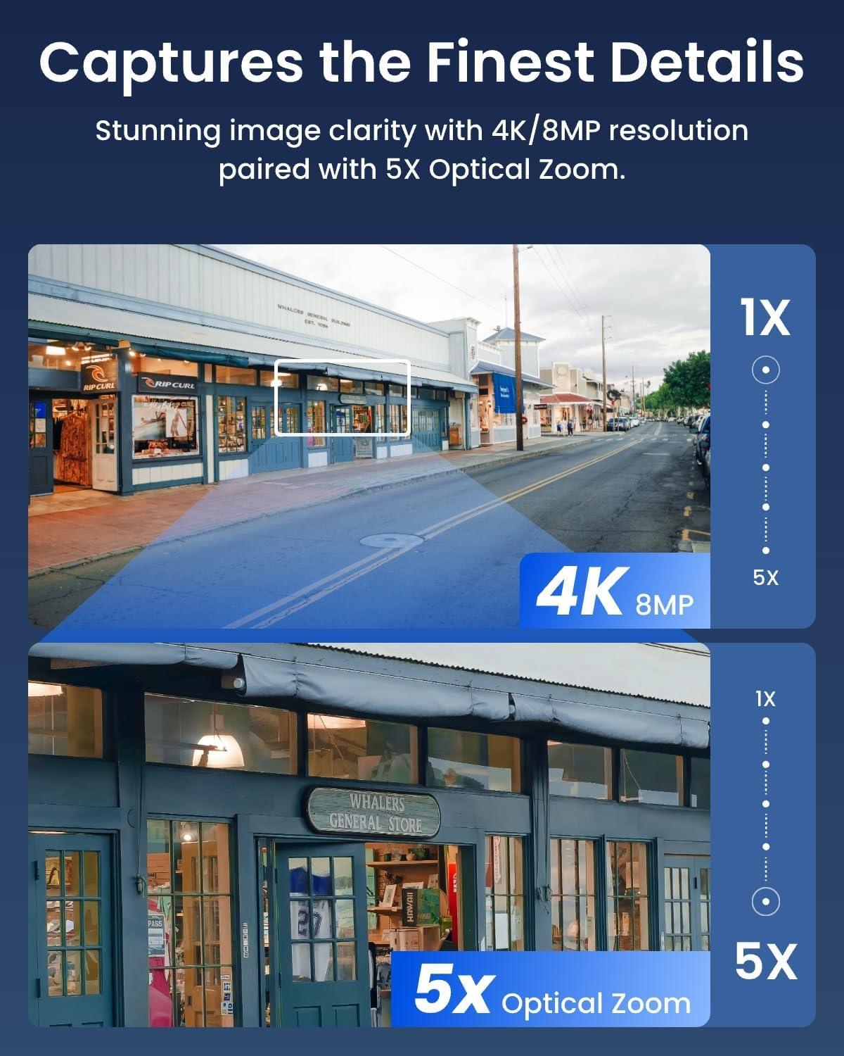 imageREOLINK 4K 8MP Outdoor Security Camera with 5X Optical Zoom WiFi 6 Tech Smooth Remote Viewing with H265 Recording Color Night Vision HumanVehicleAnimal Detection RLC811WARPWCB8MZ