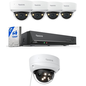 image:imageReolink 12MP 8CH PoE Security Camera System with IK10 Vandalproof 4pcs Dome Cams Spotlights Color Night Vision Builtin 2TB HDD Smart Detection TwoWay Audio RLK81200V4 with Duo 3V PoE