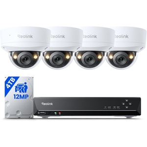image:imageREOLINK 8CH 12MP PoE Security Camera System with 4TB HDD RLK81200V4  IK10 Vandalproof 4pcs Dome PoE Cams Outdoor Spotlights Color Night Vision 8CH NVR 4TB HDD Smart Detection TwoWay TalkRLK81200V4 with 4TB HDD
